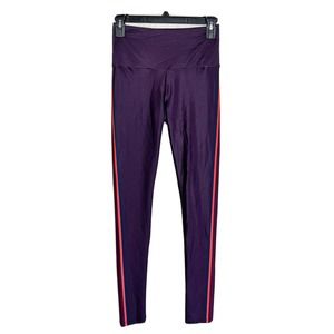 Goldsheep Leggings Purple Side Stripe Yoga Stretch Run High Rise Athleisure Z19